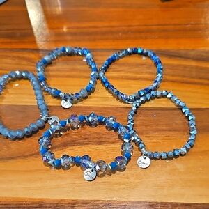 Erimish Blue Beaded Bracelets Set 5 Included. New w/o Tags